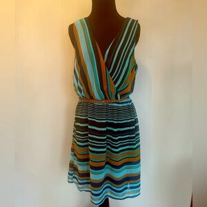 Deep V Neck Belted Dress